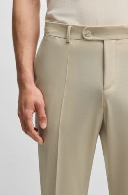 Formal trousers in washable super-flex fabric, Light Beige