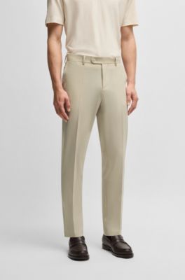 Formal trousers in washable super-flex fabric, Light Beige