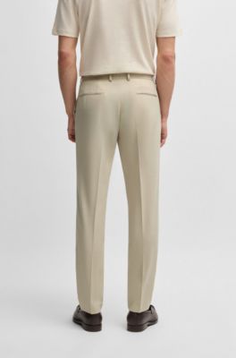 Formal trousers in washable super-flex fabric, Light Beige