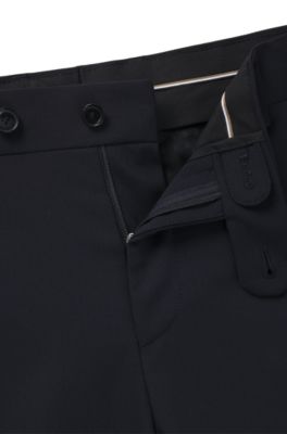 Formal trousers in washable super-flex fabric, Dark Blue