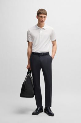 Formal trousers in washable super-flex fabric, Dark Blue