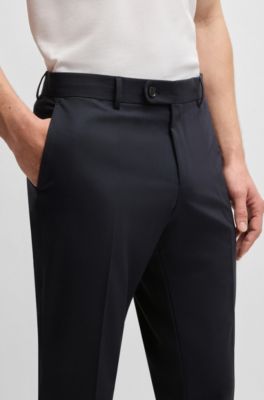 Formal trousers in washable super-flex fabric, Dark Blue
