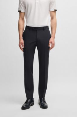 Formal trousers in washable super-flex fabric, Dark Blue