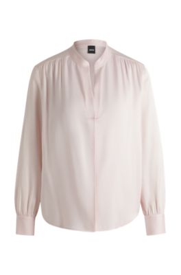 Regular-fit blouse in stretch silk, light pink