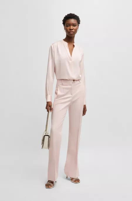 Regular-fit blouse in stretch silk