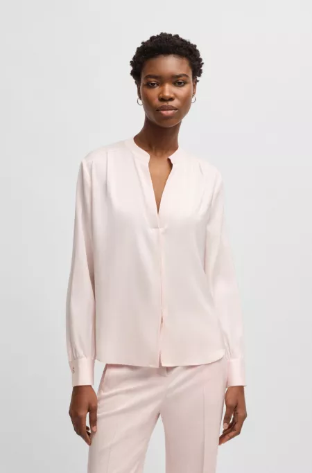 Regular-fit blouse in stretch silk
