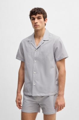 Chemise regular en tissu seersucker, Bleu fonc&eacute;