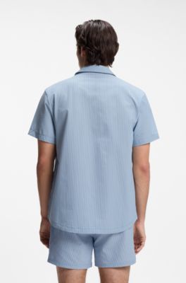 Camisa regular fit en tejido de sirsaca, Celeste