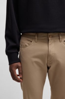 Delaware slim-fit trousers in performance-stretch fabric, Light Beige