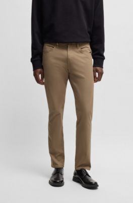 Delaware slim-fit trousers in performance-stretch fabric, Light Beige