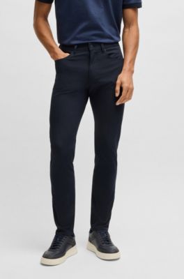 Delaware slim-fit trousers in performance-stretch fabric, Dark Blue