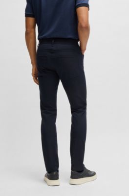 Delaware slim-fit trousers in performance-stretch fabric, Dark Blue