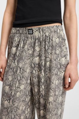 Drawstring pajama bottoms in stretch fabric with printed pattern, Patterned