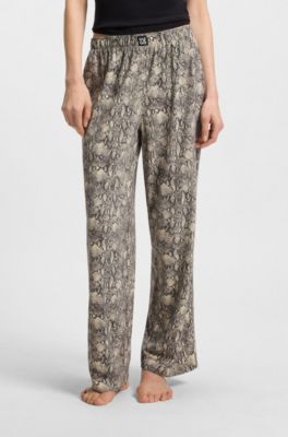 Drawstring pajama bottoms in stretch fabric with printed pattern, Patterned