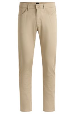 Delaware slim-fit trousers in stretch satin, Light Beige