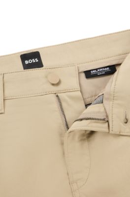 Delaware slim-fit trousers in stretch satin, Light Beige