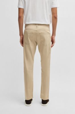 Delaware slim-fit trousers in stretch satin, Light Beige