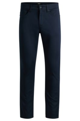 Delaware slim-fit trousers in stretch satin, Dark Blue