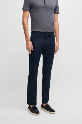 BOSS - Delaware slim-fit trousers in stretch satin - Dark Blue