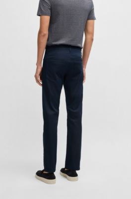 Delaware slim-fit trousers in stretch satin, Dark Blue