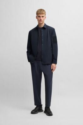 Relaxed-fit overshirt in water-repellent stretch fabric, Dark Blue