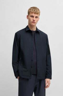 BOSS - Relaxed-fit overshirt in water-repellent stretch fabric