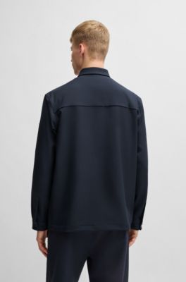 Relaxed-fit overshirt in water-repellent stretch fabric, Dark Blue