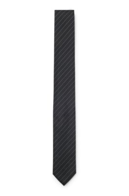 Diagonal-pinstripe tie in silk jacquard, Black
