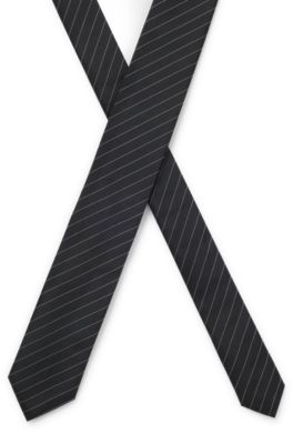 Diagonal-pinstripe tie in silk jacquard, Black