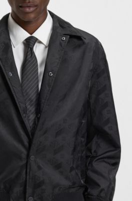 Diagonal-pinstripe tie in silk jacquard, Black