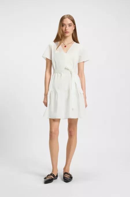 Cotton dress with wrap front