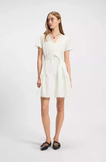 Cotton dress with wrap front