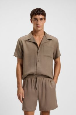 Swim shorts in cotton muslin, Brown