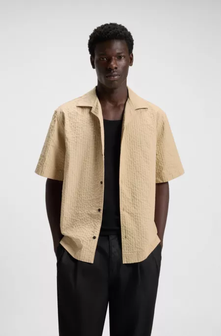 Oversize-fit shirt in cotton seersucker
