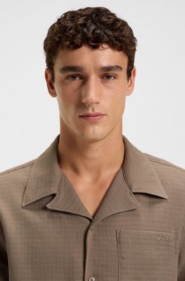 Camisa playera regular fit de muselina de algod&oacute;n, Marr&oacute;n