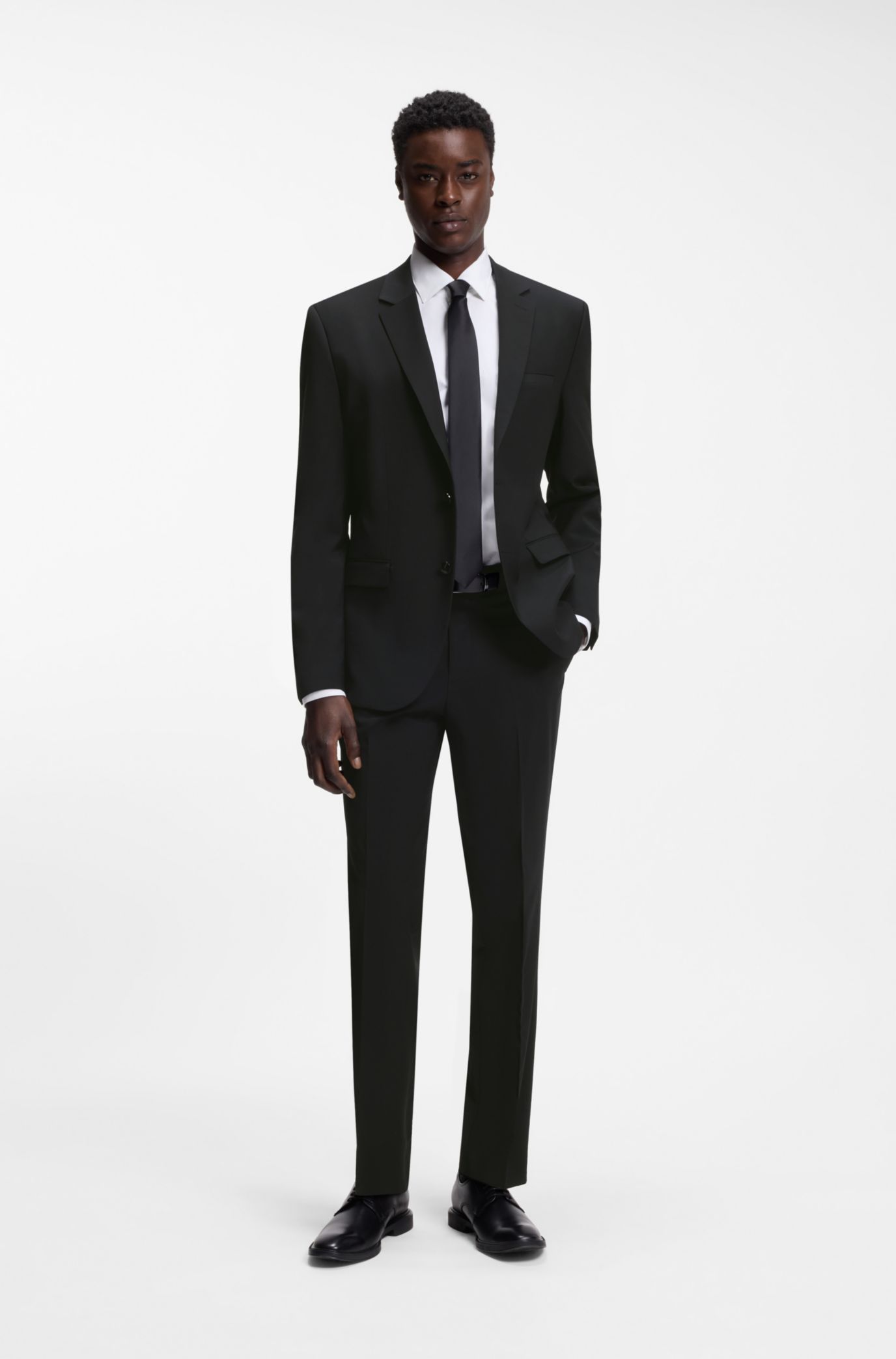 Blazer extra slim fit en mezcla de lana, Negro