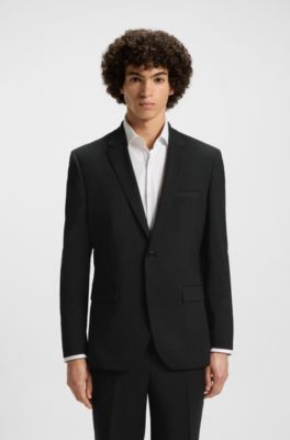 Blazer extra slim fit en mezcla de lana, Negro