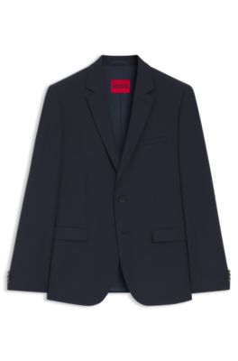 Blazer extra slim fit en mezcla de lana, Azul oscuro