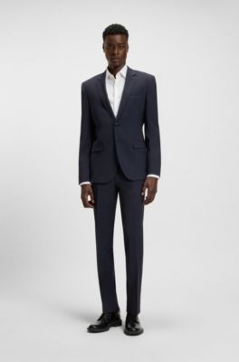 Blazer extra slim fit en mezcla de lana, Azul oscuro