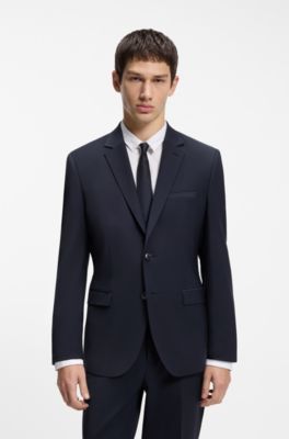 Blazer extra slim fit en mezcla de lana, Azul oscuro