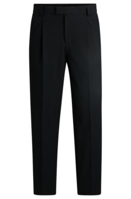 HUGO - Slim-fit trousers in seersucker - Black