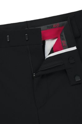 Slim-fit trousers in seersucker, Black