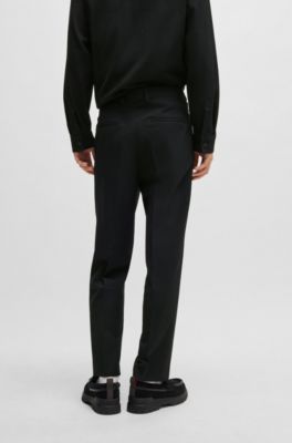 Slim-fit trousers in seersucker, Black