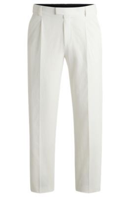 Slim-fit trousers in seersucker, White