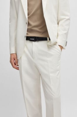 Slim-fit trousers in seersucker, White