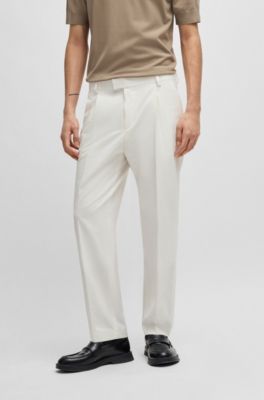Slim-fit trousers in seersucker, White