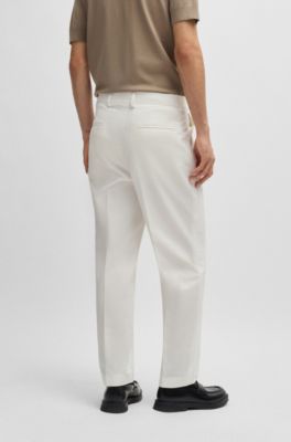 Slim-fit trousers in seersucker, White