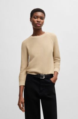 Cotton sweater in a relaxed fit, Beige