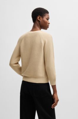 Cotton sweater in a relaxed fit, Beige