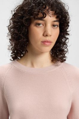 Pull coupe d&eacute;contract&eacute;e en coton, Rose clair